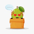 Cute guava mascot in the box