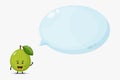 Cute guava mascot with bubble speech