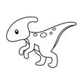 Cute Hadrosaurus Dinosaur Coloring Page Vector Illustration on White