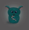 Cute hairy monster with candy and worth waiting for Royalty Free Stock Photo