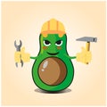 Cute half avocado engineer cartoon character design