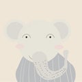 Cute Half Body Elephant Illustration In Minimalis