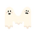 Cute Halloween alphabet letter M ghost character. Funny kids decorative lettering. for t-shirt, nursery decoration, baby