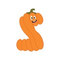 Cute Halloween alphabet letter S pumpkin character. Funny kids decorative lettering. for t-shirt, nursery decoration