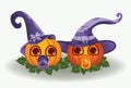 Cute halloween baby pumpkins, vector