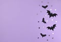 Cute Halloween Background with Black Flying Bats.