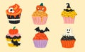 Cute halloween cupcakes cartoon characters