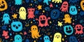 Cute Halloween Doodle Pattern with Fun Designs Royalty Free Stock Photo
