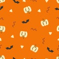 cute Halloween doodle pumpkins pattern Royalty Free Stock Photo