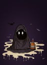 Cute Halloween Ghost and Enchanted Potion Cartoon