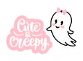 Cute Halloween Ghost illustration. Vector Cartoon spooky character. Baby Boo. Cute and creepy Royalty Free Stock Photo