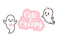 Cute Halloween Ghost illustration. Vector Cartoon spooky character. Baby Boo. Cute and creepy Royalty Free Stock Photo