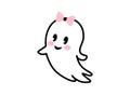 Cute Halloween Ghost illustration. Vector Cartoon spooky character. Baby Boo Royalty Free Stock Photo