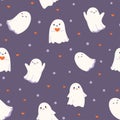 Cute halloween ghost seamless pattern vector illustration. Design for kids, sweet home decor projects