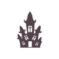 Cute Halloween Haunted House icon. Printable flat style. Traditional abandoned Witch home, Halloween House, castle Royalty Free Stock Photo