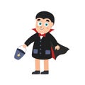 Cute Halloween kid wearing vampire costume. Funny trick or treat Dracula boy Royalty Free Stock Photo