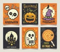 Cute Halloween Label Sticker Invitation Greetings Card Collection Set