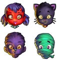 Cute halloween monster heads - isolated