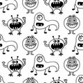 Cute Halloween Monsters Creatures Seamless Pattern Royalty Free Stock Photo