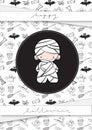 Cute Halloween Mummy card with icons