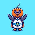 cute halloween penguin pumpkin superhero illustration