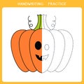 Cute halloween pumpkin for coloring book