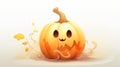 Cute Halloween Pumpkin and Ghost on White Background - Spooky Holiday Image