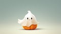 Cute Halloween Pumpkin and Ghost on White Background - Spooky Holiday Image