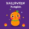 Cute Halloween pumpkin vector for Halloween festival October holiday trick or treat Royalty Free Stock Photo