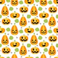 Cute Halloween pumpkins seamless pattern.