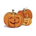 Cute Halloween pumpkins on white background. vector illustration.