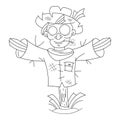 Cute halloween scarecrow doodle patch sticker. Vector Royalty Free Stock Photo