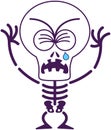 Cute Halloween skeleton crying and sobbing