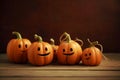 Cute Halloween smiling pumpkins. Generated AI