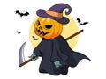 Cute Halloween Spooky Pumpkin Dark Bat Wings Vector