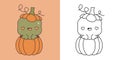 Cute Halloween Turtle Clipart for Coloring Page and Illustration.
