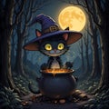 Cute Halloween Witch Cat Royalty Free Stock Photo
