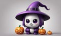 Cute Halloween Witch 3D Art Animated Graphic, Invitation Card Banner Website Design Background - ai generated