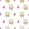 Cute Hamster and Acorn Collection Pattern in White Repeat Print Vector