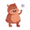 Cute Hamster Character with Stout Body Greeting Saying Hi Vector Illustration