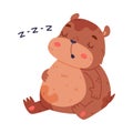 Cute Hamster Character with Stout Body Sitting and Sleeping Vector Illustration