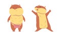 Cute Hamster Character with Stout Body Standing and Outstretching Paw Vector Set