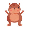 Cute Hamster Character with Stout Body Standing and Smiling Vector Illustration