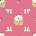 Cute Hamster Collection Large Pattern in Rose Peach Repeat Print Vector