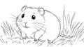 Cute Gerbil Outline, Line Art Drawing, Coloring Sheet Royalty Free Stock Photo