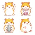 Cute hamster eating cartoon style set Royalty Free Stock Photo