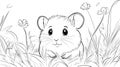 Cute Hamster Outline, Coloring Page Animal on White Royalty Free Stock Photo