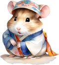 A cute Hamster in a hanbok. Ai-Generated.