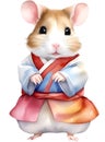 A cute Hamster in a hanbok. Ai-Generated.