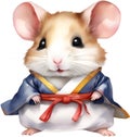 A cute Hamster in a hanbok. Ai-Generated.